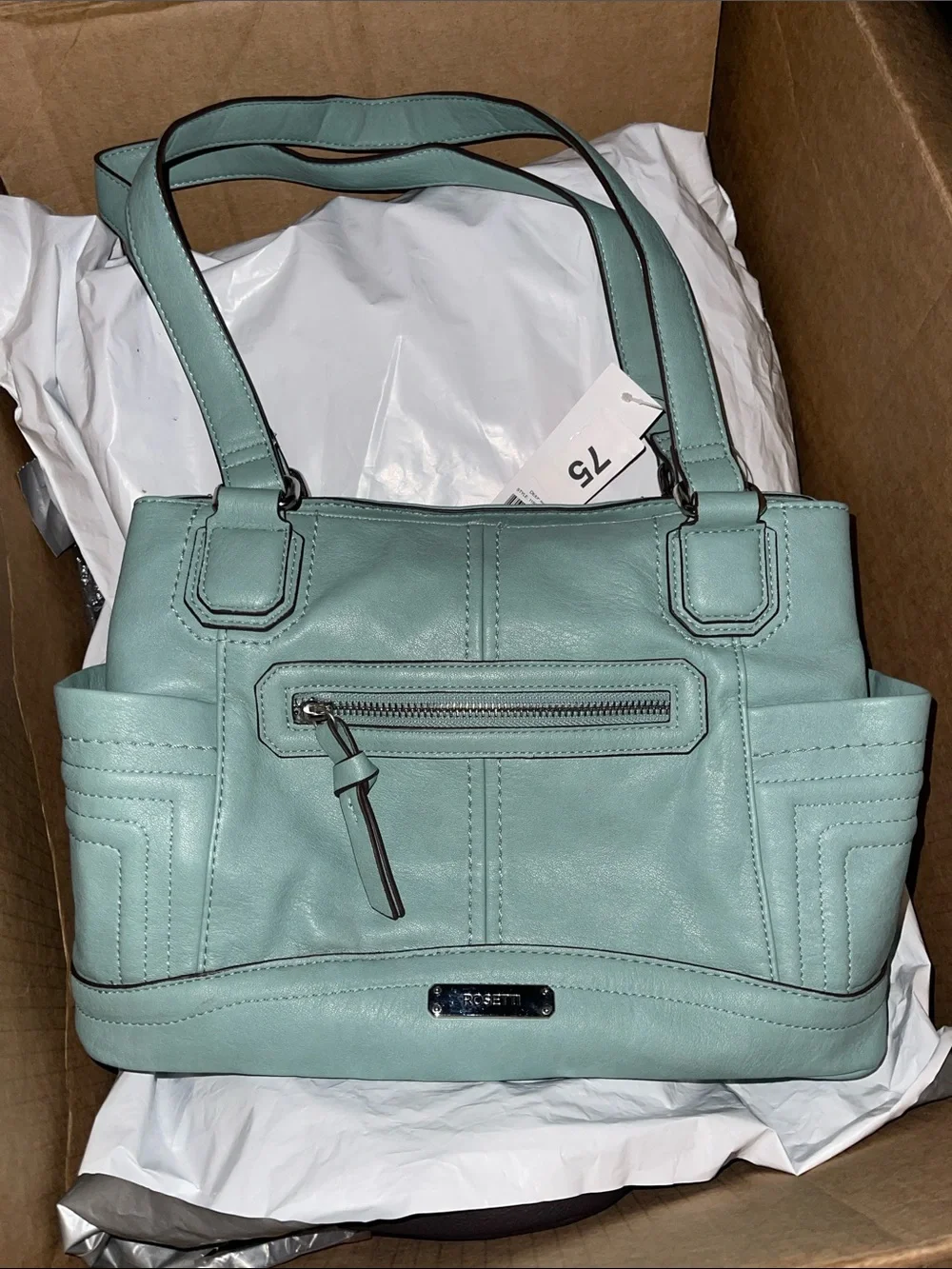 Rosetti Mint Green Shoulder Bag with Front Zip and Side Pockets - Picture 2 of 4